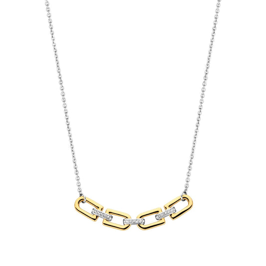 Collana donna TI SENTO Milano in argento dorato maglie e zirconi 34044ZY-42-1