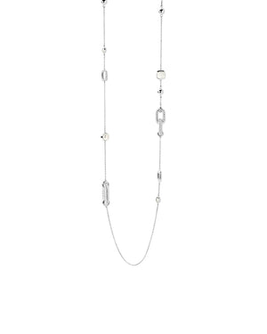 Collana lunga da donna della collezione TI SENTO Milano in argento 925 con maglie ovali, perla e zirconi 34045ZI/80