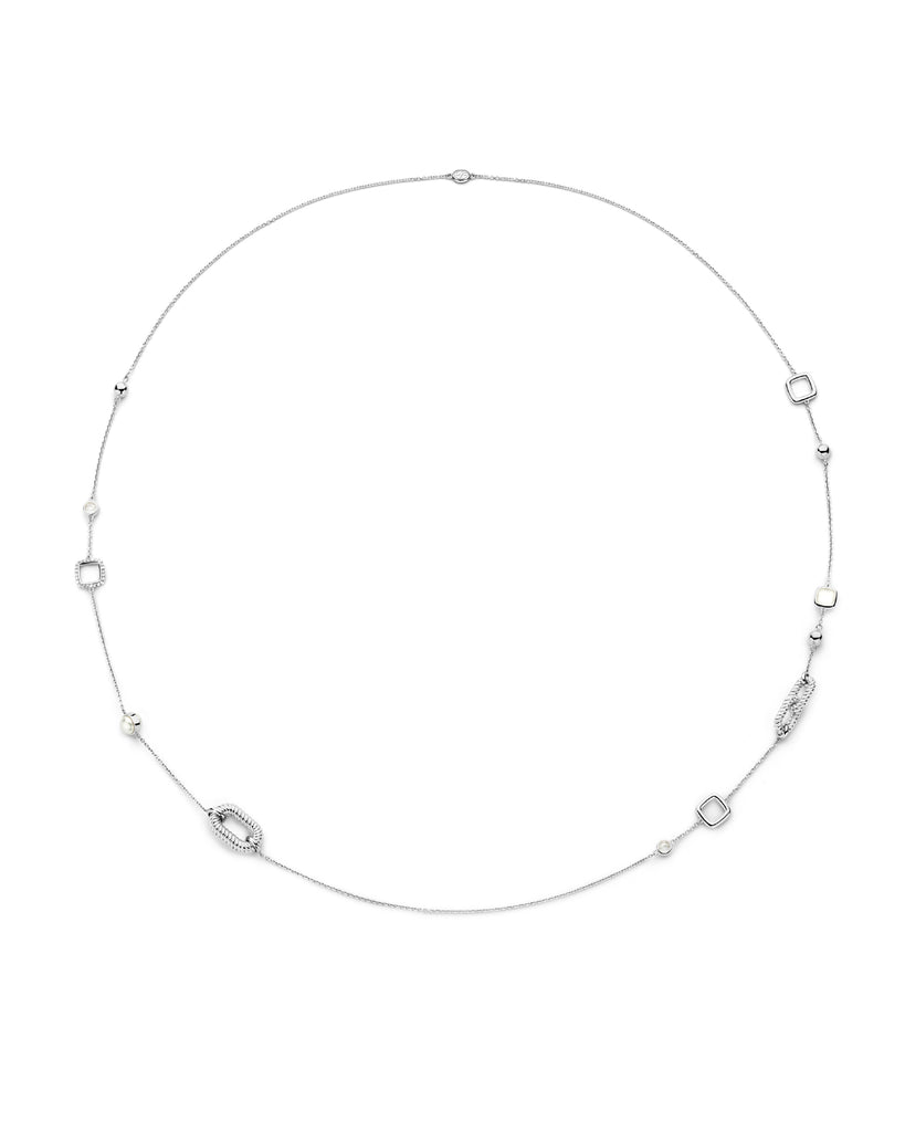 Collana lunga da donna della collezione TI SENTO Milano in argento 925 con maglie ovali e perle 34045ZI/80