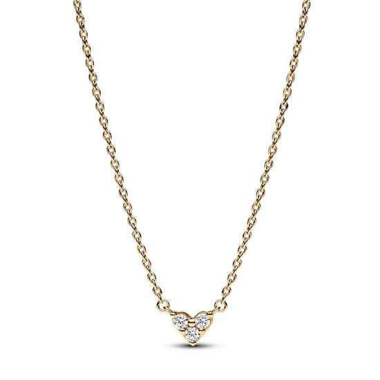 Collana Cuore con Tre Pietre color oro 363014C01-45-1