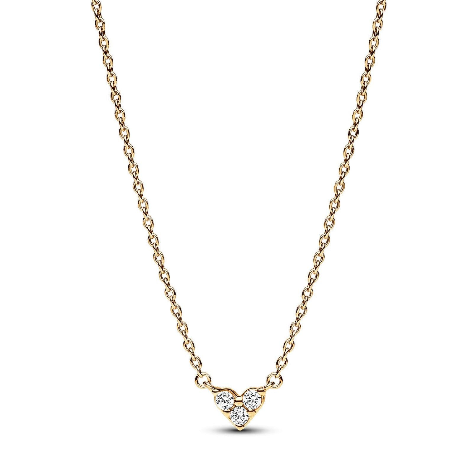 Collana Cuore con Tre Pietre color oro 363014C01-45-1