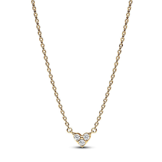 Collana Cuore con Tre Pietre color oro 363014C01-45-1