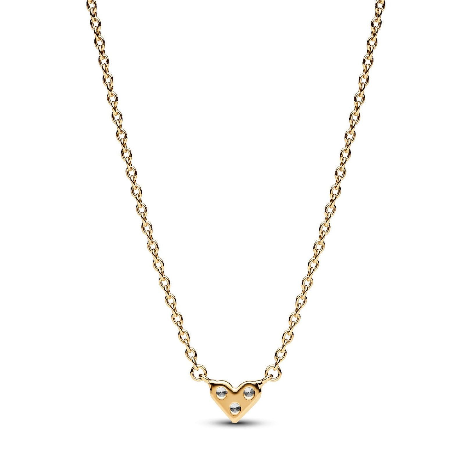 Collana Cuore con Tre Pietre color oro 363014C01-45-2