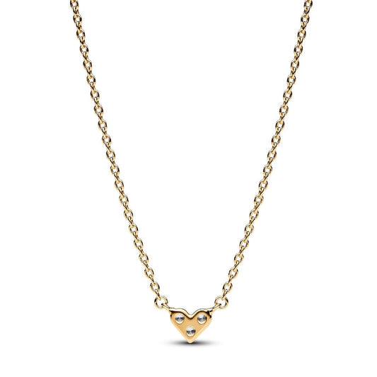 Collana Cuore con Tre Pietre color oro 363014C01-45-2