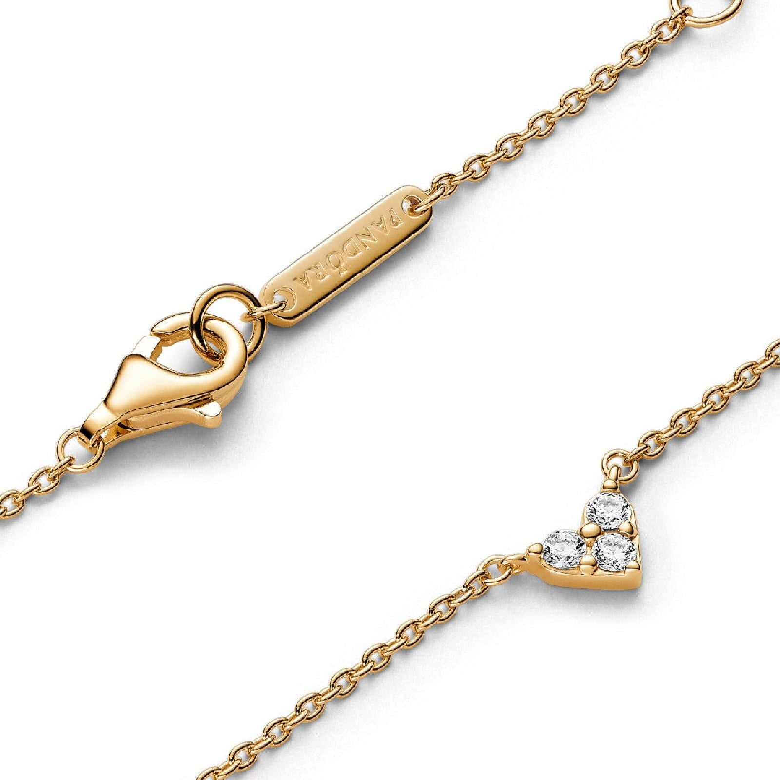 Collana Cuore con Tre Pietre color oro 363014C01-45-3