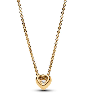Collana girocollo da donna Pandora Timeless in lega metallica placcata oro 14k con ciondolo a cuore e zirconi 368425C01-45
