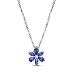 Collana con pendente Pandora Timeless da donna in Argento Sterling 925 con ciondolo a forma di fiore con zirconi blu 392387C02-45