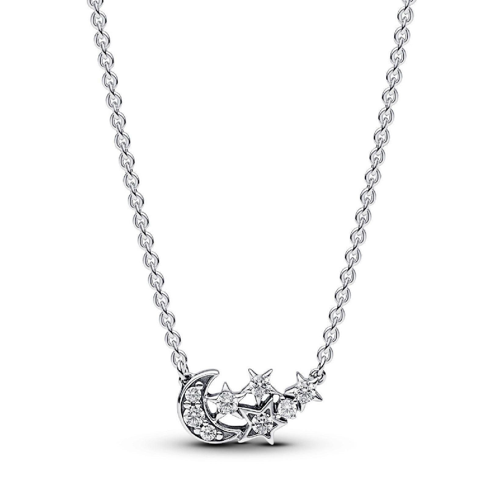 Collana Luna Crescente e Stelle colore argento 392991C01-45-1