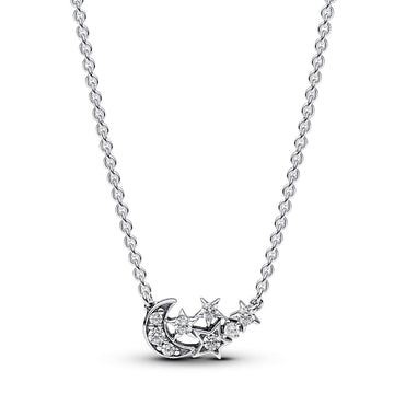 Collana Luna Crescente e Stelle colore argento 392991C01-45-1
