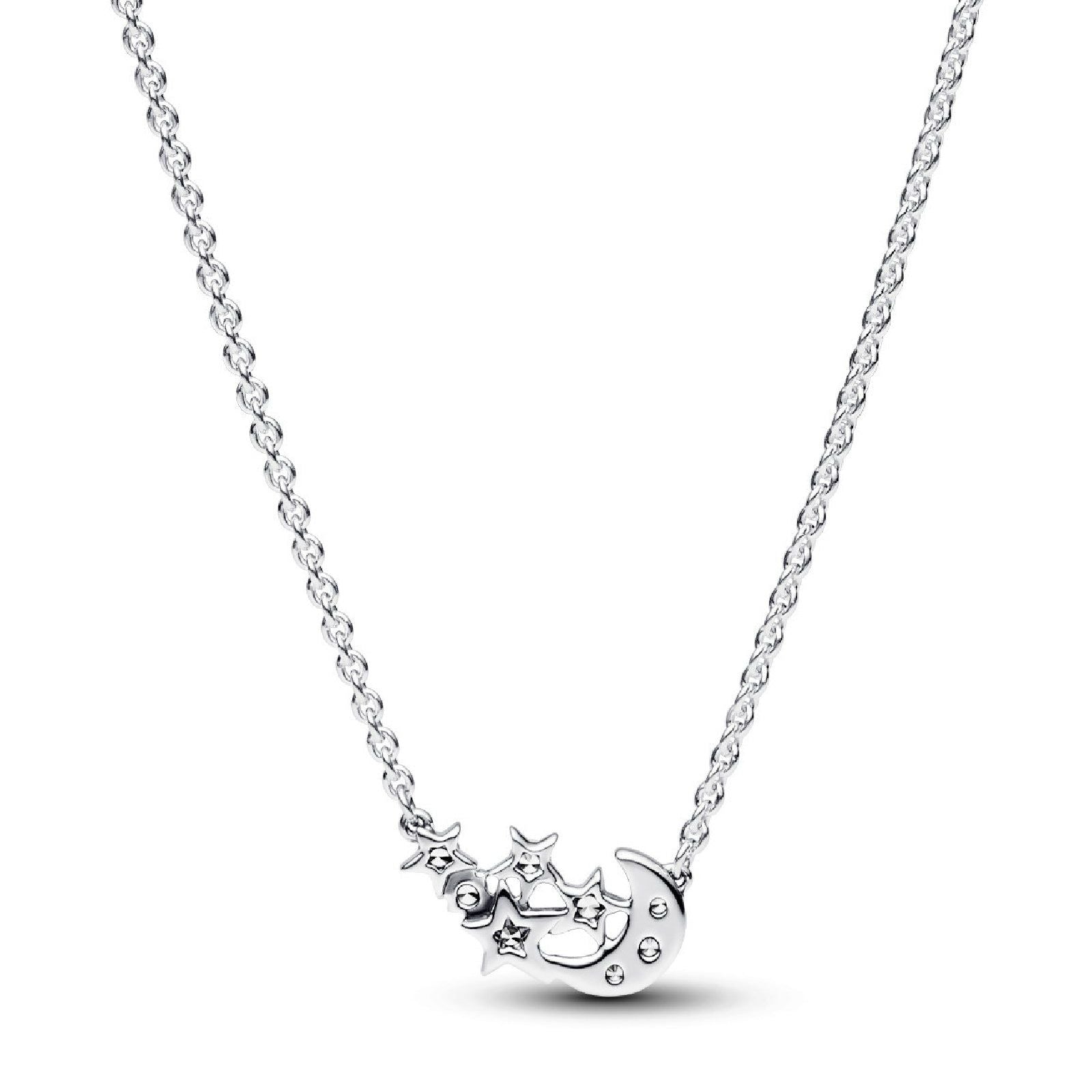Collana Luna Crescente e Stelle colore argento 392991C01-45-2