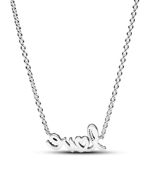 Collana girocollo da donna Pandora Moments in Argento Sterling 925 con scritta "Love", un cuore e zirconi 393076C01-45