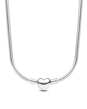 Collana girocollo da donna della collezione Pandora Moments in Argento Sterling 925 con chiusura a cuore 393091C00-45