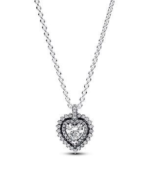 Collana girocollo da donna Pandora Timeless in Argento Sterling 925 con ciondolo a forma di cuore e zirconi 393099C01-45