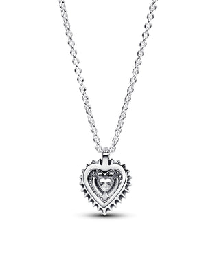 Collana girocollo da donna Pandora Timeless in Argento Sterling 925 con ciondolo a forma di cuore e zirconi 393099C01-45