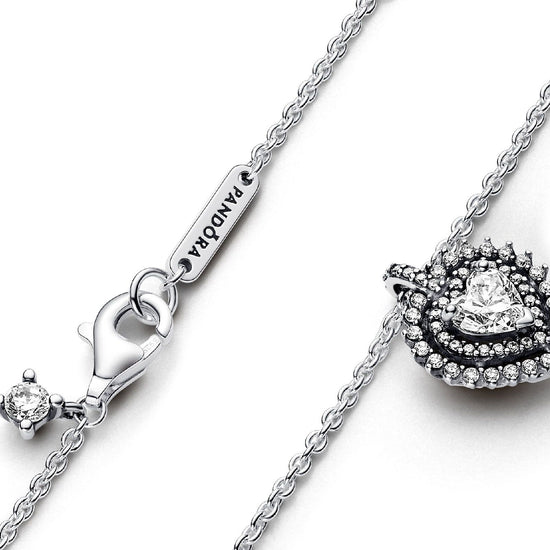 Collana Punto Luce Cuore e Pavè argentata 393099C01-45-3