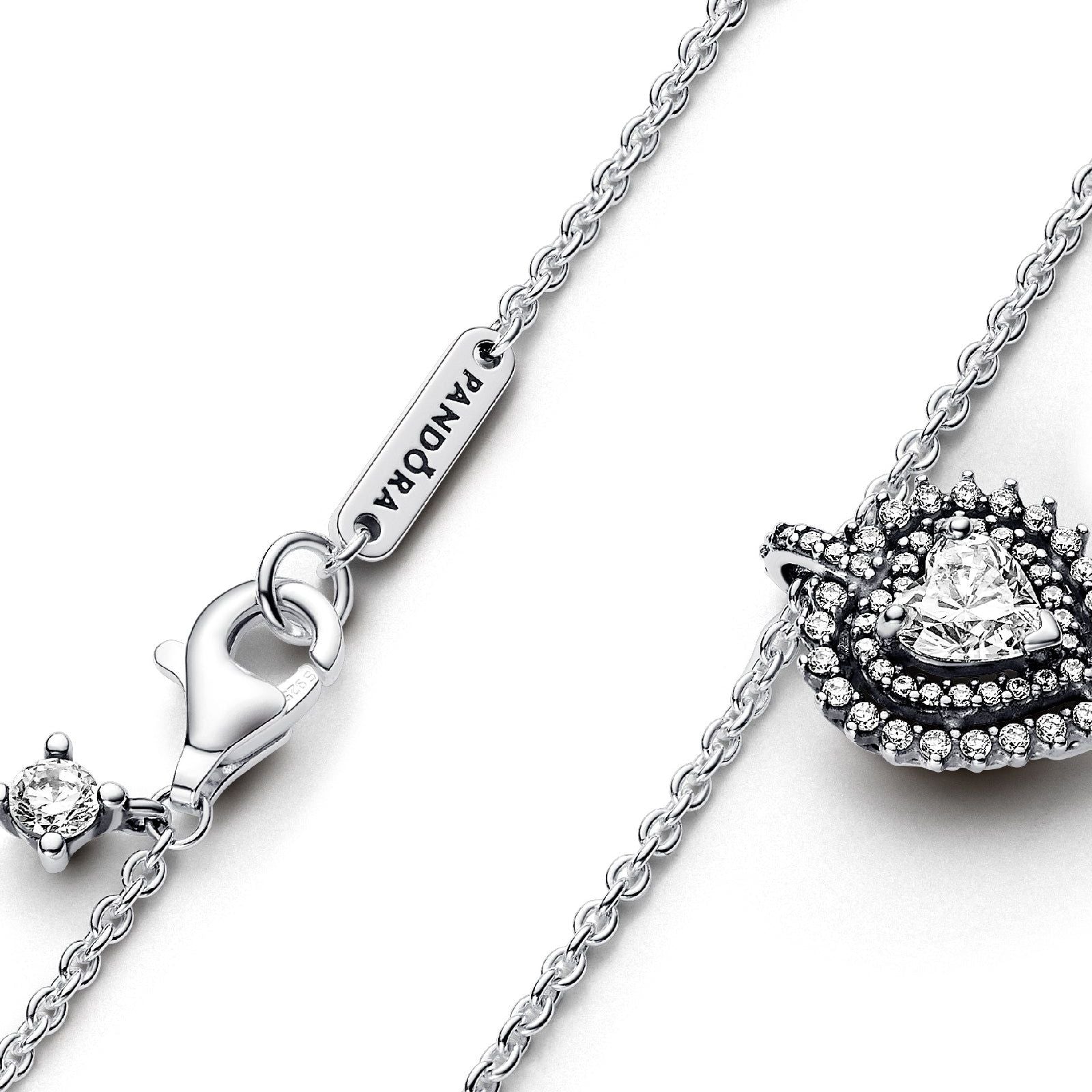 Collana Punto Luce Cuore e Pavè argentata 393099C01-45-3