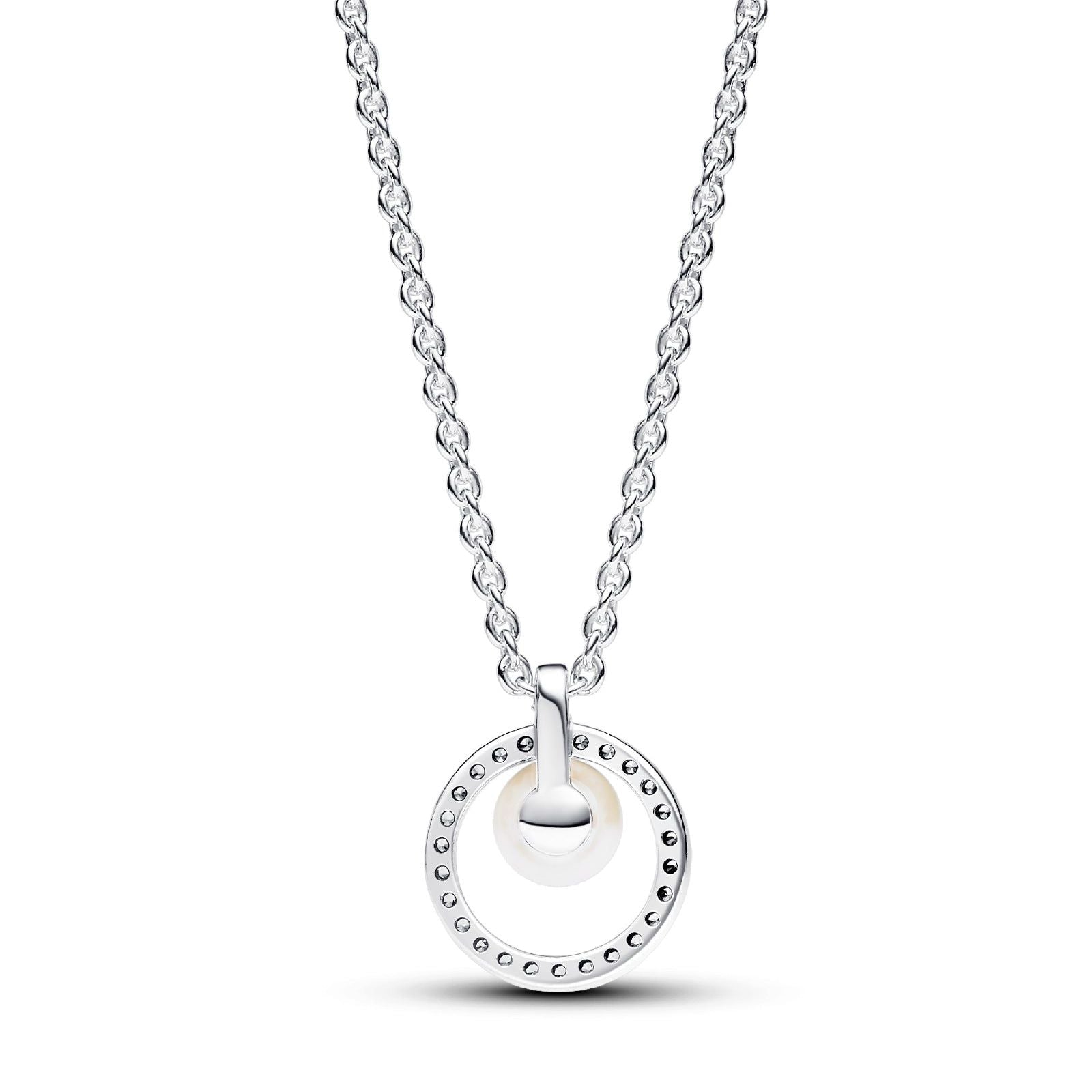 Collana organica a forma di cerchio in pavé e perle d'acqua dolce Collana organica a forma di cerchio in pavé e perle d'acqua dolce