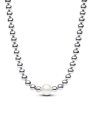 Collana girocollo da donna Pandora Timeless in Argento Sterling 925 con piccole sfere e perla centrale 393176C01-45