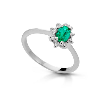 Anello PG Gioielli oro 18kt con diamante 0,15ct G VS e smeraldo SU MISURA