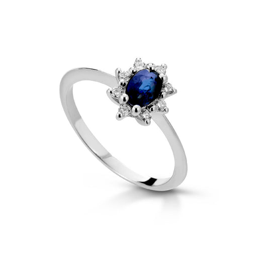 Anello PG Gioielli oro 18kt con diamante 0,15ct G VS e zaffiro SU MISURA