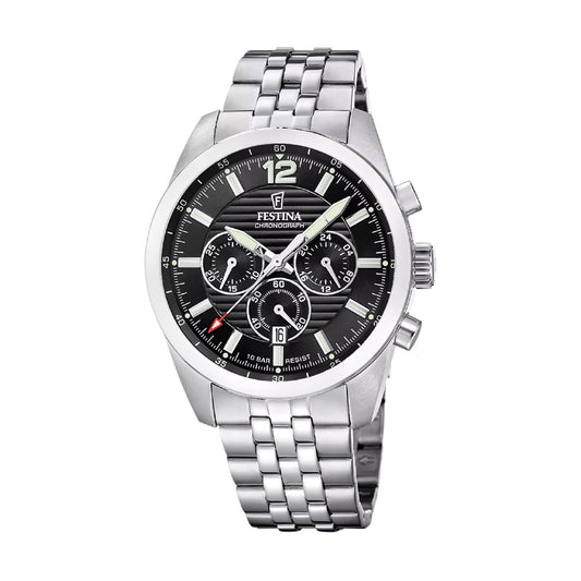 Orologio cronografo Festina da uomo acciaio quadrante nero MISURA UNICA