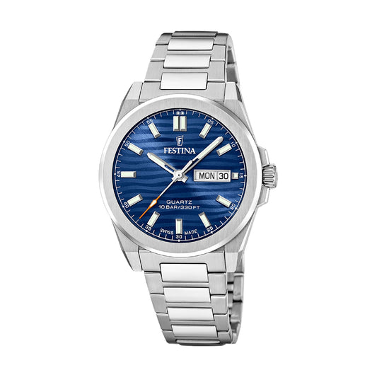 Orologio uomo Festina in acciaio quadrante blu e datario MISURA UNICA