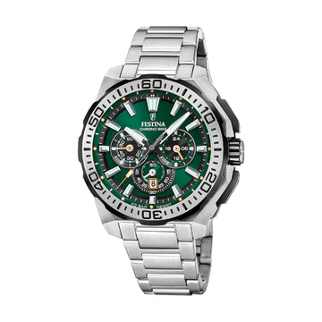 Orologio cronografo uomo Festina acciaio quadrante verde MISURA UNICA