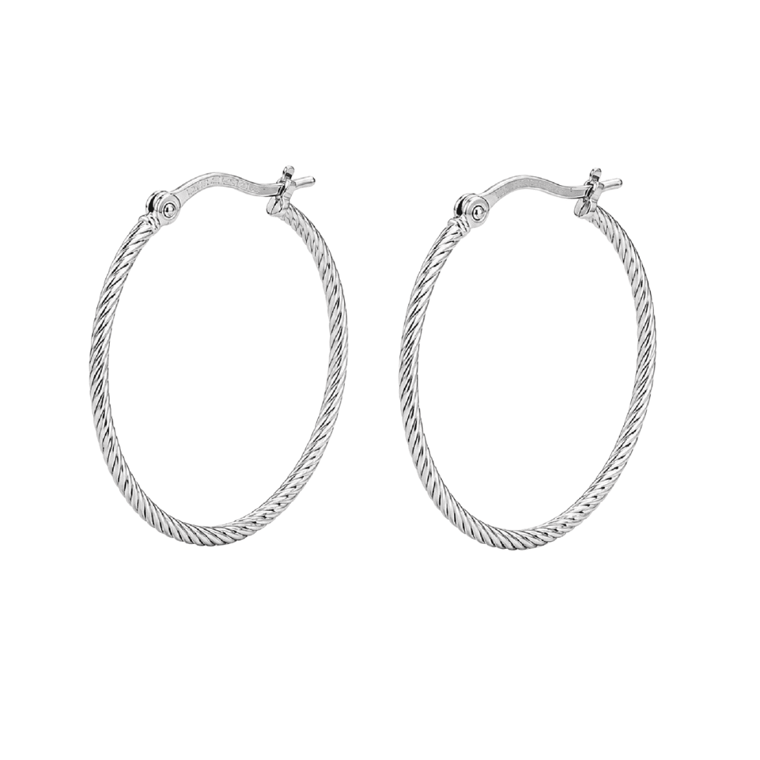 Orecchini cerchio Joy Gioielli Argento in argento texture 3 cm MISURA UNICA