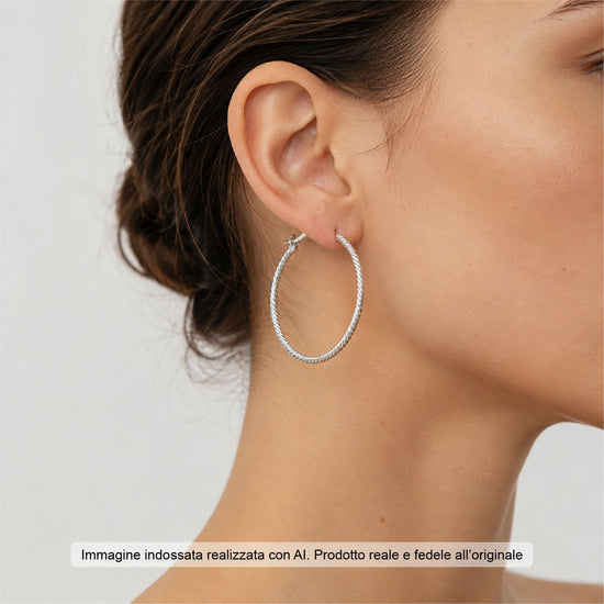 Orecchini cerchio Joy Gioielli Argento in argento texture 3 cm MISURA UNICA