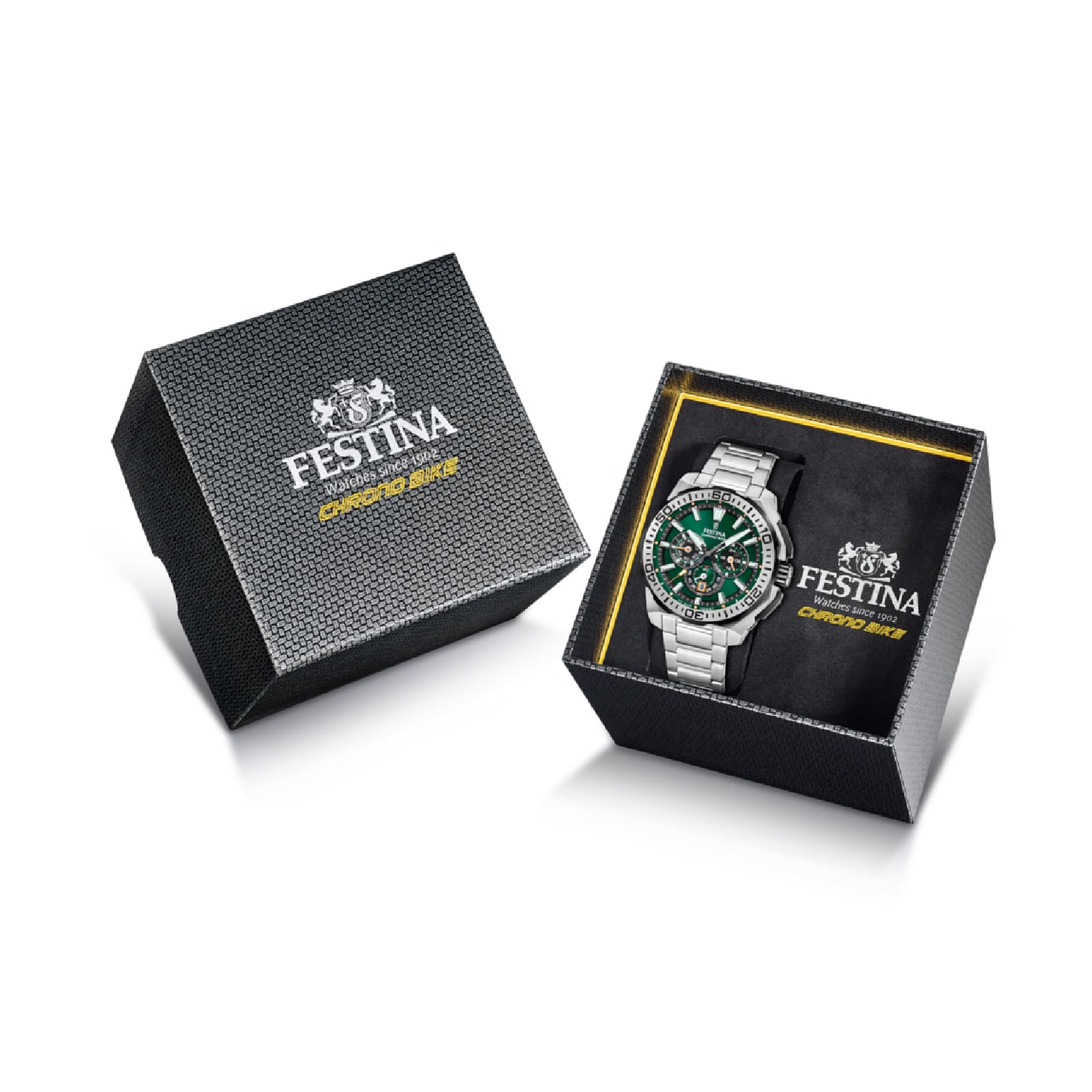 Orologio cronografo uomo Festina acciaio quadrante verde MISURA UNICA