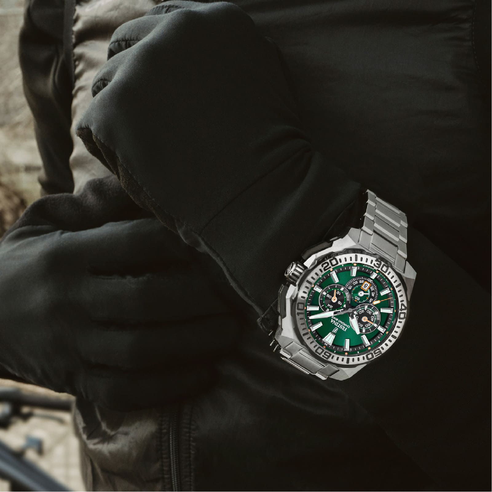 Orologio cronografo uomo Festina acciaio quadrante verde MISURA UNICA