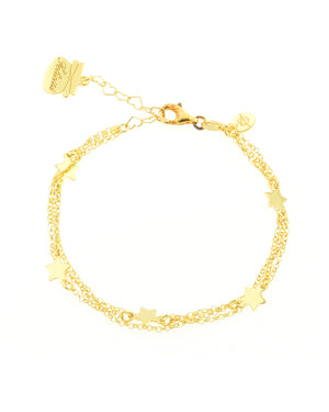 Bracciale catena multifilo da donna della collezione Piti Malì Mini Charming in argento 925 dorato con tre stelle passanti  413/B-FE(OR)
