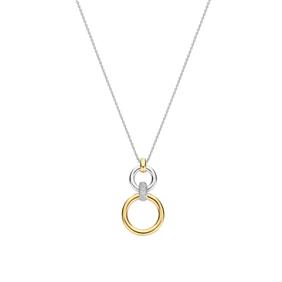 Collana pendente Ti Sento in argento e zirconi cerchi MISURA UNICA