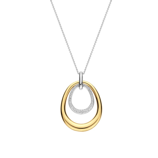 Collana catena Ti Sento in argento zirconi doppia goccia MISURA UNICA