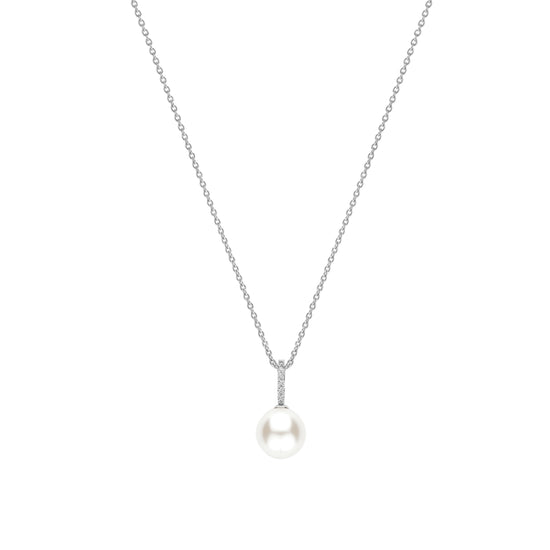 Collana pendente Ti Sento in argento zirconi e perla 12mm MISURA UNICA