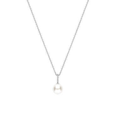 Collana pendente Ti Sento in argento zirconi e perla 12mm MISURA UNICA
