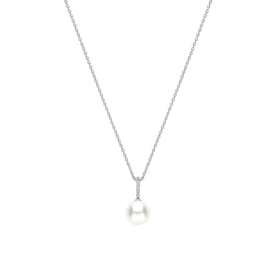Collana pendente Ti Sento in argento zirconi e perla 12mm MISURA UNICA