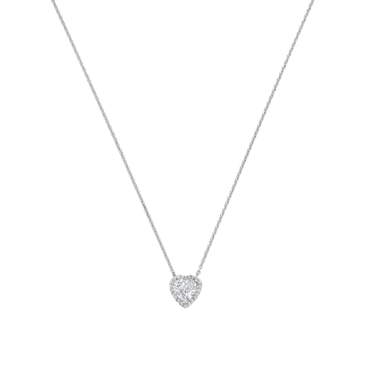 Collana catena Ti Sento in argento e zirconi forma di cuore MISURA UNICA