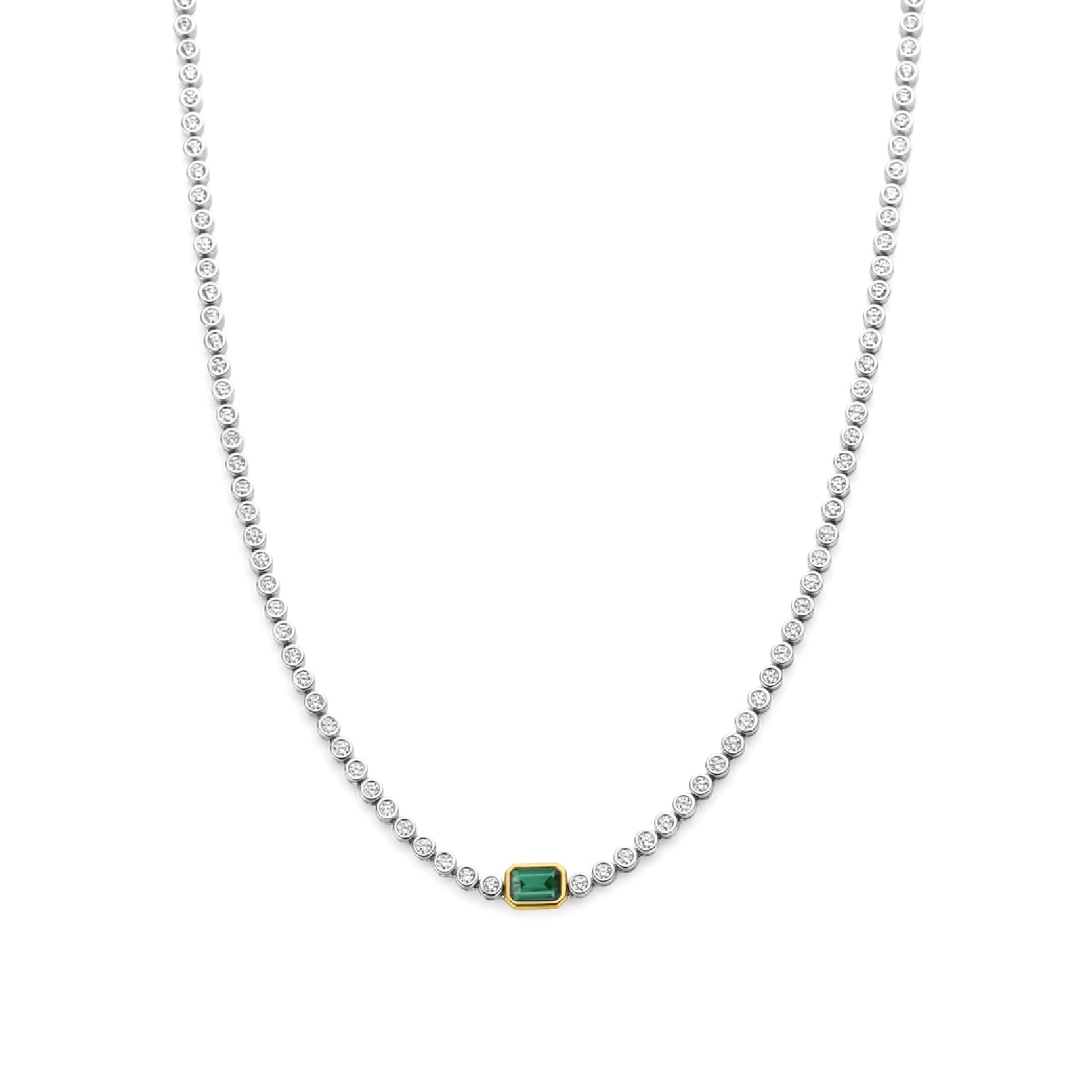 Collana TI SENTO Milano in argento con zircone verde centrale MISURA UNICA