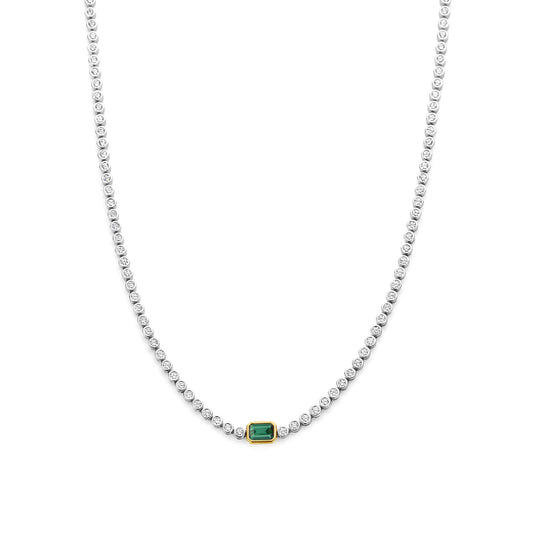 Collana TI SENTO Milano in argento con zircone verde centrale MISURA UNICA