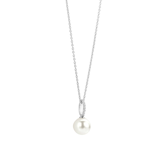 Collana pendente Ti Sento in argento zirconi e perla 12mm MISURA UNICA