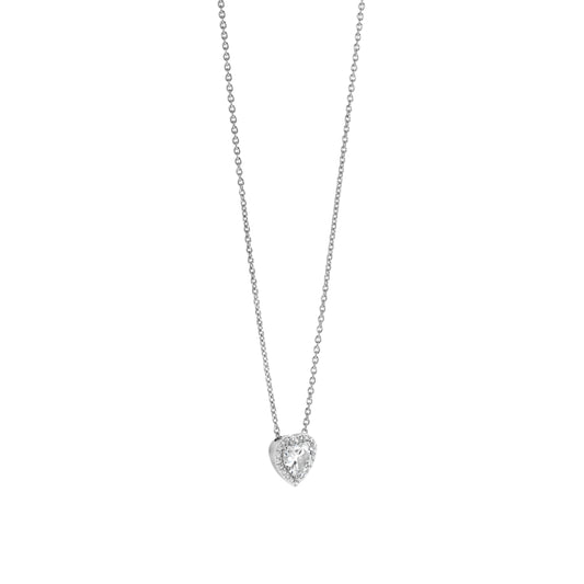 Collana catena Ti Sento in argento e zirconi forma di cuore MISURA UNICA