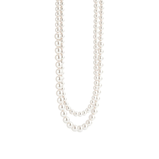 Collana doppio filo Ti Sento in argento e perle 8mm MISURA UNICA