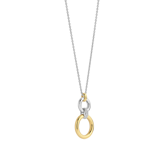 Collana pendente Ti Sento in argento e zirconi cerchi MISURA UNICA