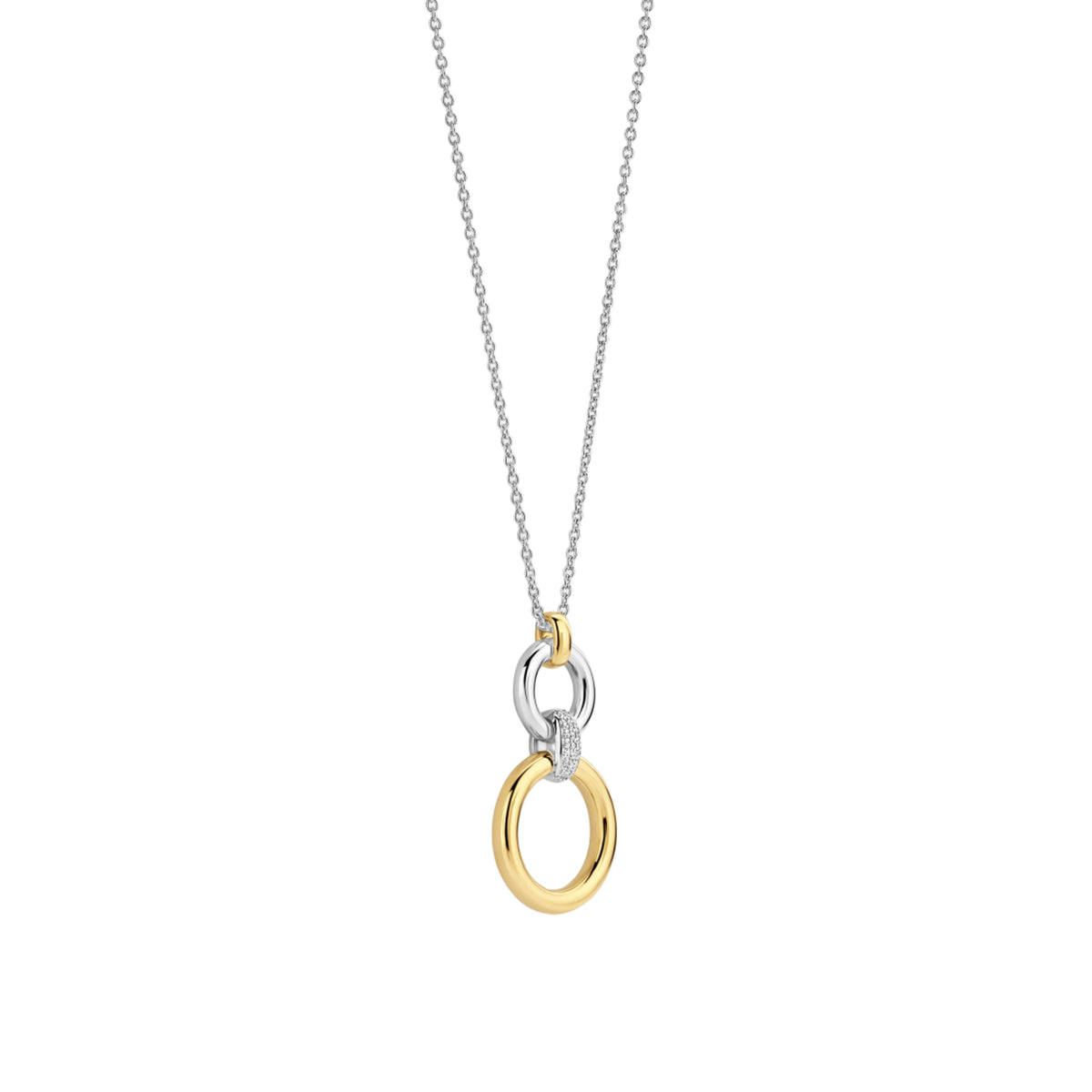 Collana pendente Ti Sento in argento e zirconi cerchi MISURA UNICA