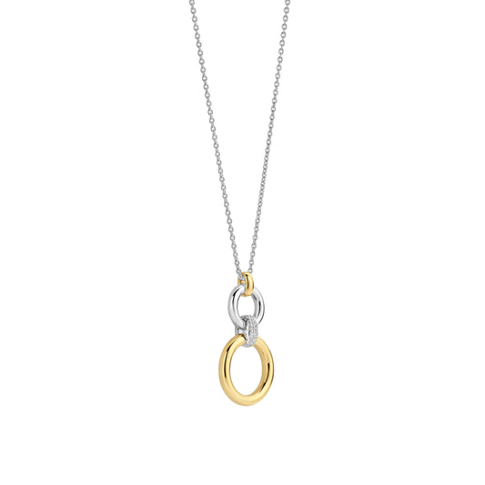 Collana pendente Ti Sento in argento e zirconi cerchi MISURA UNICA