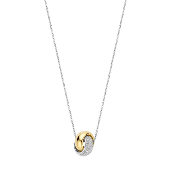 Collana TI SENTO Milano in argento cerchi intrecciati oro MISURA UNICA
