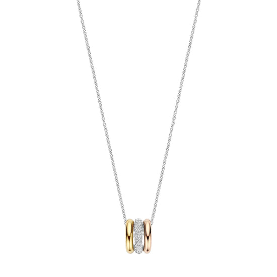 Collana TI SENTO Milano in argento triplo cerchio e zirconi MISURA UNICA