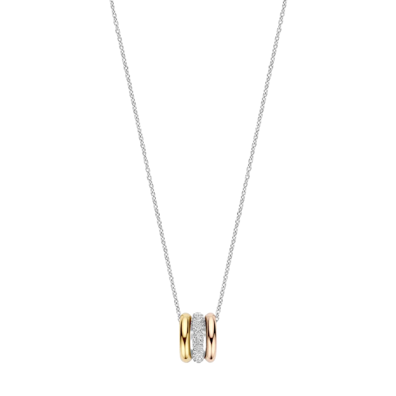 Collana TI SENTO Milano in argento triplo cerchio e zirconi MISURA UNICA