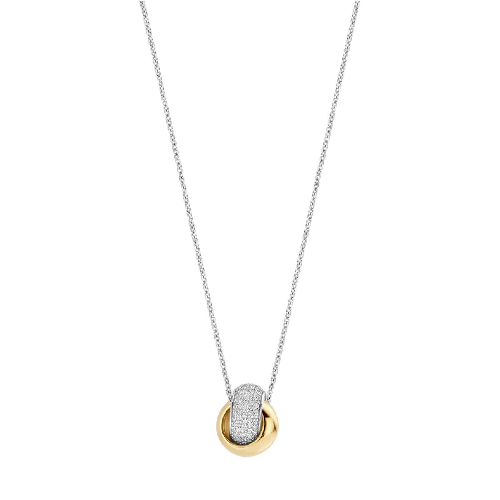Collana TI SENTO Milano in argento cerchi intrecciati oro MISURA UNICA